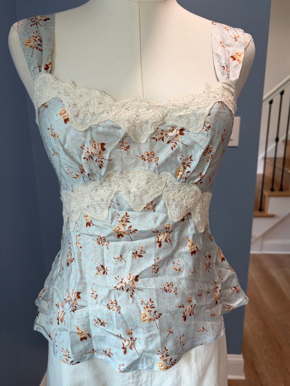 Spell Teapot Blue Floral Lace Tank Top NWT XS